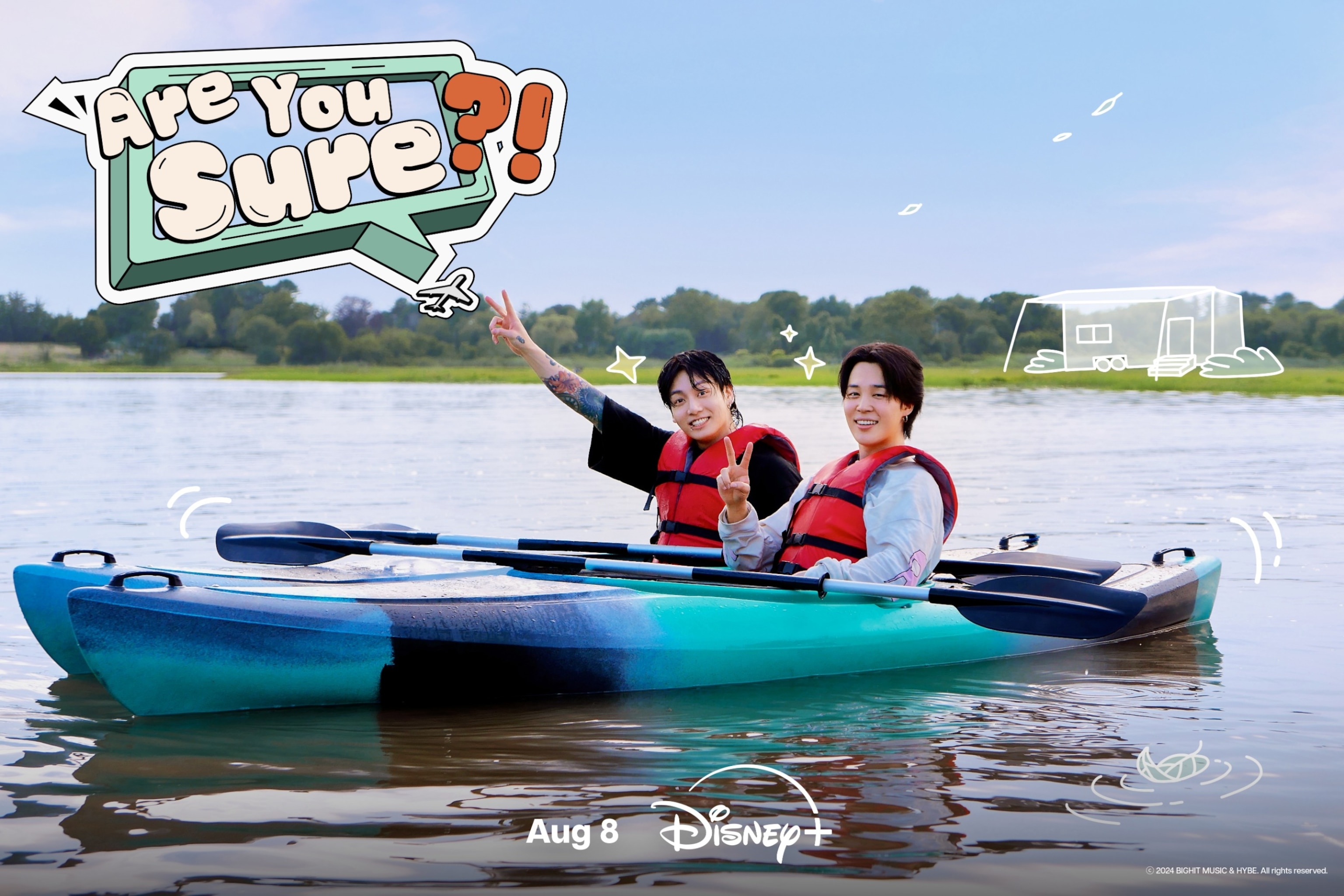 PHOTO: Jimin and Jung Kook to star in  travel reality show, "Are  You Sure?!" coming exclusively to Disney Plus on Aug. 8, 2024.