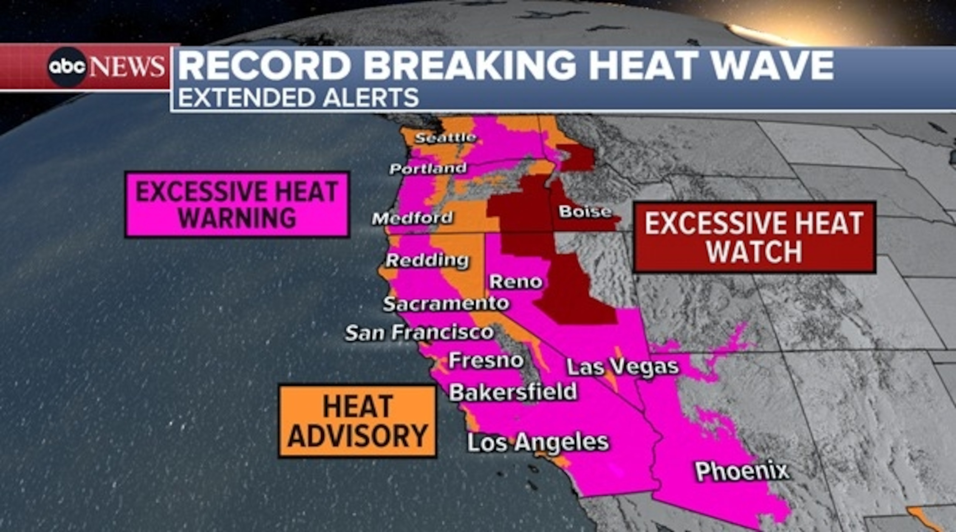 PHOTO: Heat warnings are in effect Thursday along the West Coast.