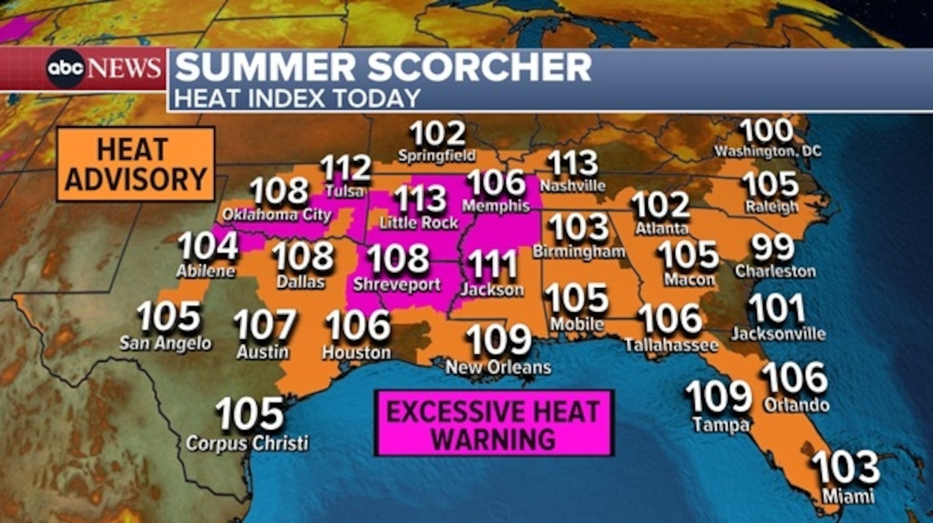 PHOTO: The heat index will soar above 100 degrees across the South on the Fourth of July.